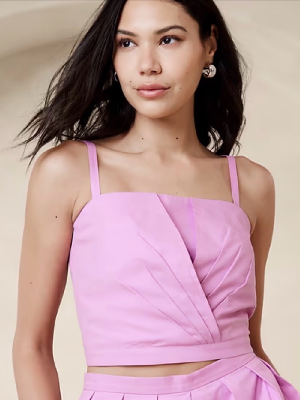 Banana Republic Lilac Sleeveless Pleated Crop Top NWT